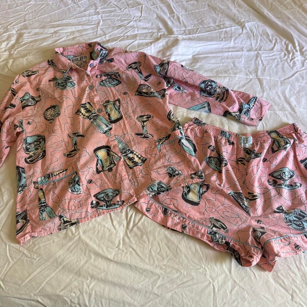 Vintage Esleep Boxers Light Pink Pajama Set Size Large